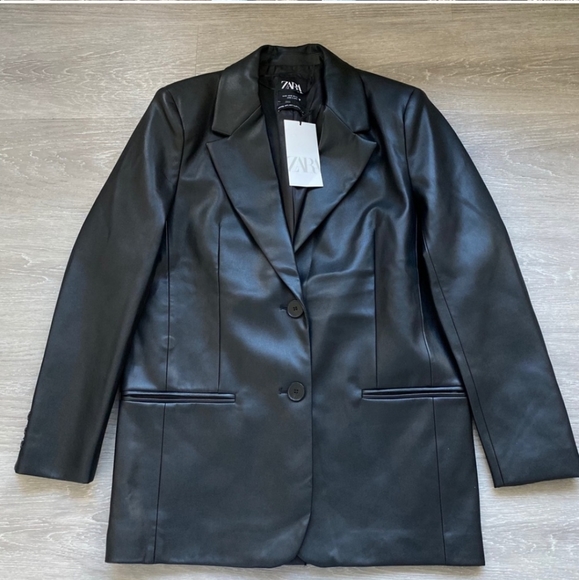 Zara * Oversized Faux Leather Blazer - Picture 16 of 16